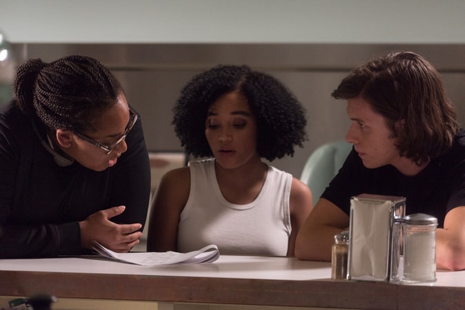 Director STELLA MEGHIE, AMANDLA STENBERG and NICK ROBINSON on the set of the Warner Bros. Pictures and Metro-Goldwyn-Mayer Pictures romantic drama "EVERYTHING, EVERYTHING," a Warner Bros. Pictures release.