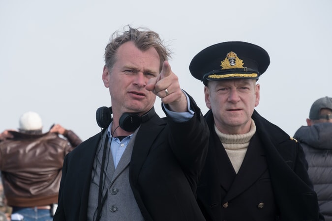 Director/writer/producer CHRISTOPHER NOLAN and KENNETH BRANAGH on the set of the Warner Bros. Pictures action thriller "DUNKIRK," a Warner Bros. Pictures release.