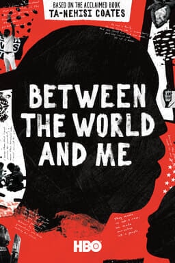 Between the World and Me - Black silhouette head with red collage background - Based on the book