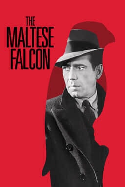The Maltese Falcon (1941) - Humphrey Bogart on red background and black lettered logo