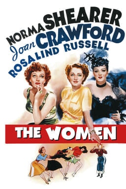 The Women (1939) - Norma Shearer, Joan Crawford, Rosalind Russell as figure drawings on white bg