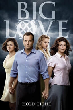 Big Love: Season 4 - Four cast members holding hands with a sky cloudy background