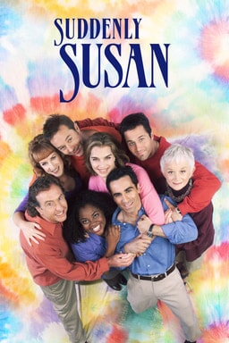 Suddenly Susan: Season 4 - Cast hugging each other in a circle behind tie dyed background