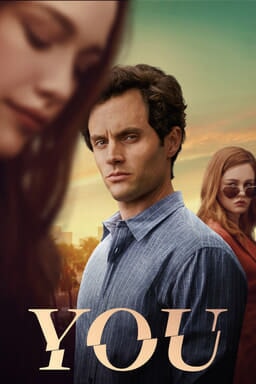 You: Season 2 - Penn Badgley as Joe Goldberg starring at a woman in foreground and a women starring