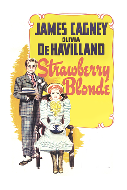 The Strawberry Blonde - James Cagney and Olivia DeHavilland art with white background