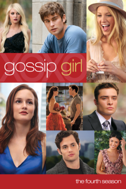 Gossip Girl: Season 4 - Cast collage on red background