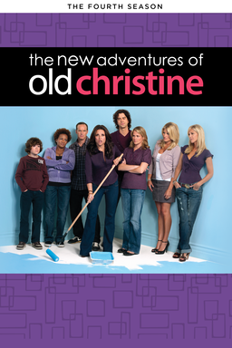 Julia Louis-Dreyfus as Christine Campbell using roller brush to paint floor blue while fam look on