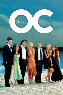 The O.C. - Cast wearing gowns and tux standing in the ocean water, laughing