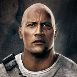 Close shot of Dwayne Johnson's face