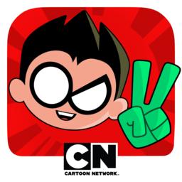 Teen Titans Go! Figure - Comic character peace sign on red background with CN logo