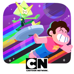 Unleash the Light - Steven Universe floating in space with rainbow streaks flying 